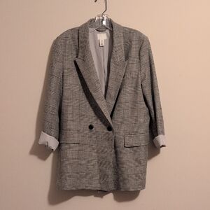 H&M Women's Gray Plaid Blazer